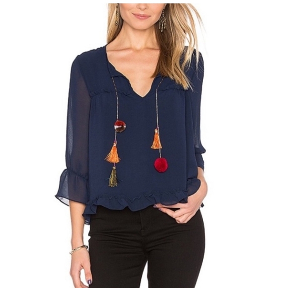 Misa Los Angeles Tops - Misa Los Angeles Pom Pom Blouse